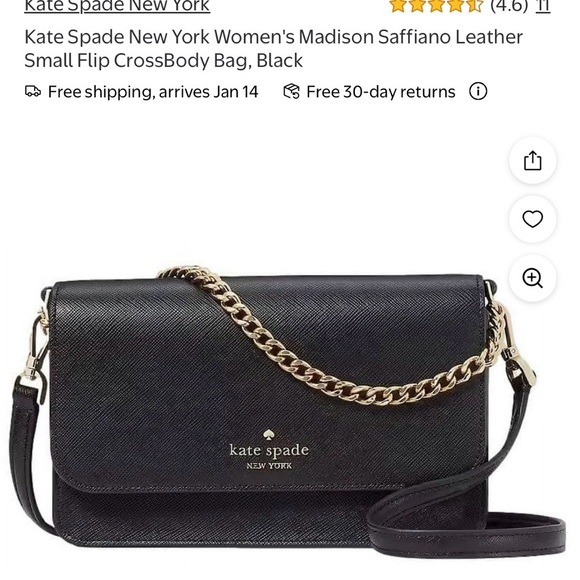 Kate Spade Black Crossbody with Gold Chain - Picture 3 of 5
